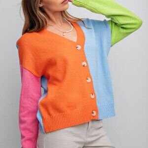 Easel Bright Patchwork Cardigan